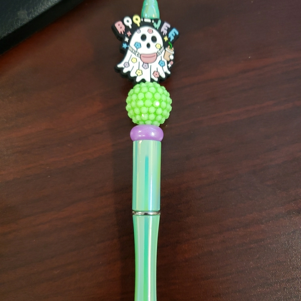New Handmade Halloween Boo-Jee Ghost Focal Bead Beaded Pen